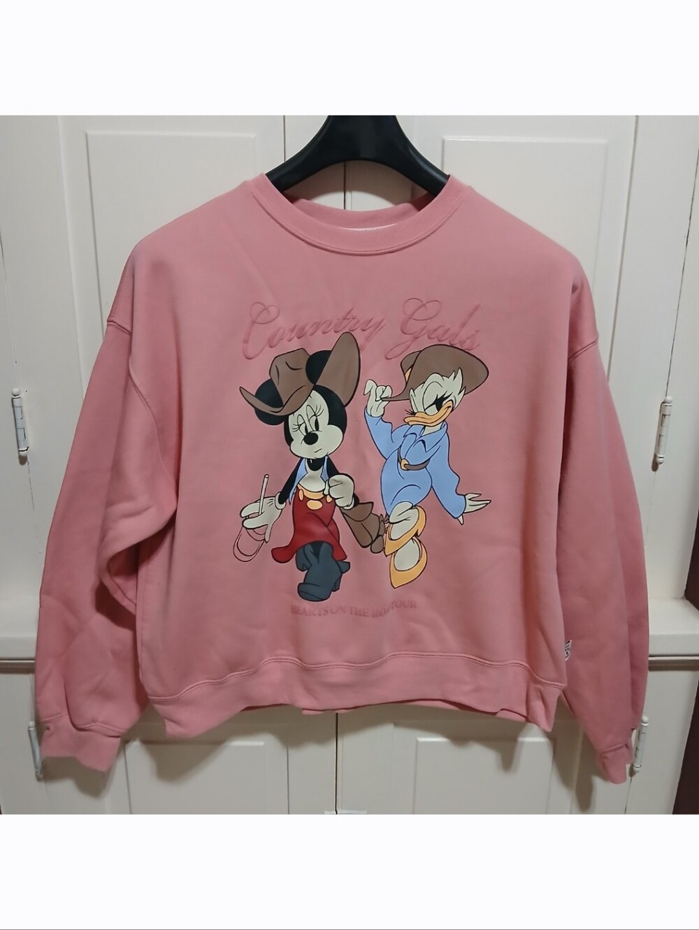 Disney Minnie Daisy Cowgirl Sweatshirt Pink Western Graphic Cozy Top Size XL